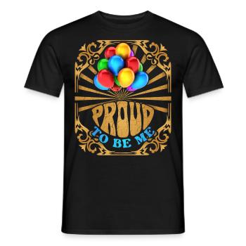 Rainbow Balloon, Proud-to-be-me slogan LGBTQ - Men's T-Shirt - black - Front - AI Model Male 178 light (178cm)
