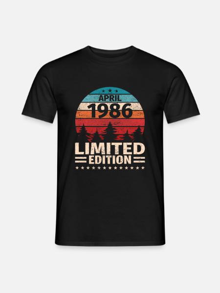 37-årsdag April Årgång 1986 Vintage - T-shirt herr - svart