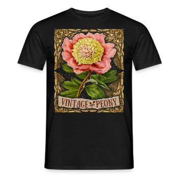 Vintage Pfingstrose, botanisch, Peony-Rose Antik - Männer T-Shirt - Schwarz - Vorne - AI Model Male 178 light (178cm)