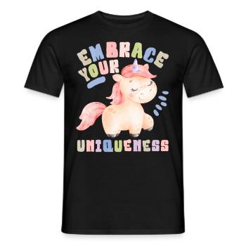 Kawaii Einhorn, Spruch, Einhorn-Unicorn Aquarell - Männer T-Shirt - Schwarz - Vorne - AI Model Male 178 light (178cm)