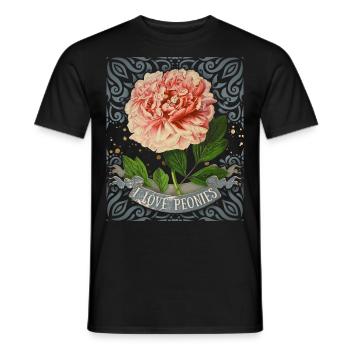 Vintage Pfingstrose, botanisch, I-Love-Peonies - Männer T-Shirt - Schwarz - Vorne - AI Model Male 178 light (178cm)