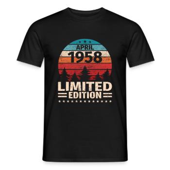 65th birthday April Vintage 1958 Vintage - Men's T-Shirt - black - Front - AI Model Male 178 light (178cm)