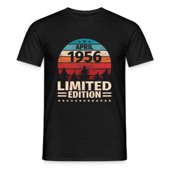 67th birthday April Vintage 1956 Vintage - Men's T-Shirt - black - Front - AI Model Male 178 light (178cm)
