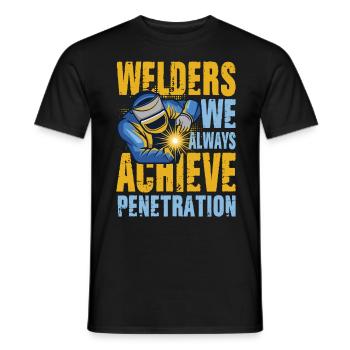Welders We Always Achieve Penetration für einen - Männer T-Shirt - Schwarz - Vorne - AI Model Male 178 light (178cm)