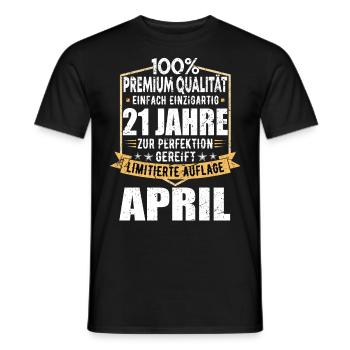 21. Geburtstag April Jahrgang 2002 Vintage - Männer T-Shirt - Schwarz - Vorne - AI Model Male 178 light (178cm)