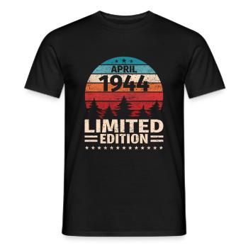 79. Geburtstag April Jahrgang 1944 Vintage - Männer T-Shirt - Schwarz - Vorne - AI Model Male 178 light (178cm)