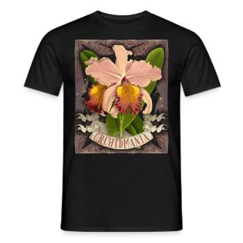 Vintage Orchidee botanische Illustration Spruch - Männer T-Shirt - Schwarz - Vorne - AI Model Male 178 light (178cm)