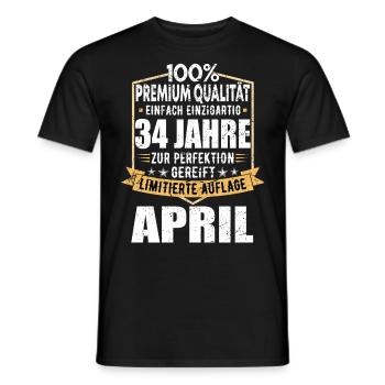 34. Geburtstag April Jahrgang 1989 Vintage - Männer T-Shirt - Schwarz - Vorne - AI Model Male 178 light (178cm)