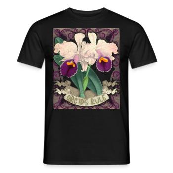 Illustration d’orchidées vintage, drôle de dicton - T-shirt homme - noir - Devant - AI Model Male 178 light (178cm)