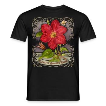 Vintage Clematis botanische Illustration - Männer T-Shirt - Schwarz - Vorne - AI Model Male 178 light (178cm)