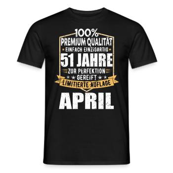 51. Geburtstag April Jahrgang 1972 Vintage - Männer T-Shirt - Schwarz - Vorne - AI Model Male 178 light (178cm)