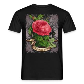 Antique rose vintage botanical illustration - Men's T-Shirt - black - Front - AI Model Male 178 light (178cm)