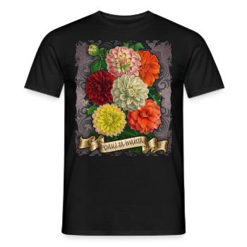 Vintage Dahlien botanische Blumen Illustration - Männer T-Shirt - Schwarz - Vorne - AI Model Male 178 light (178cm)
