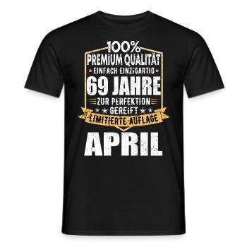 69. Geburtstag April Jahrgang 1954 Vintage - Männer T-Shirt - Schwarz - Vorne - AI Model Male 178 light (178cm)