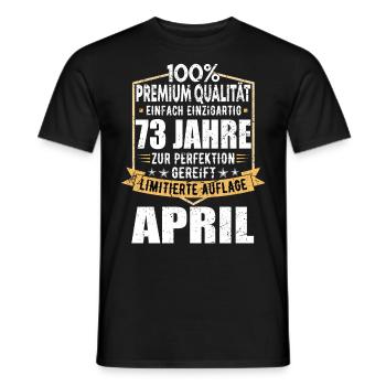 73. Geburtstag April Jahrgang 1950 Vintage - Männer T-Shirt - Schwarz - Vorne - AI Model Male 178 light (178cm)