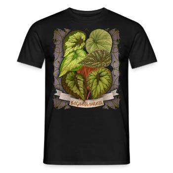 Illustration botanique de fleur de bégonia vintage - T-shirt homme - noir - Devant - AI Model Male 178 light (178cm)