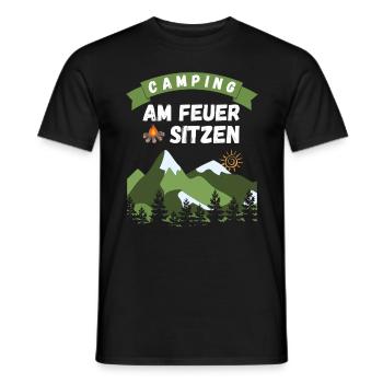 Camping am Feuer sitzen - Design - Männer T-Shirt - Schwarz - Vorne - AI Model Male 178 light (178cm)