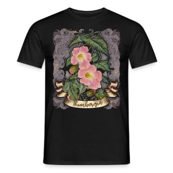 Vintage Thunbergia Blume botanische Illustration - Männer T-Shirt - Schwarz - Vorne - AI Model Male 178 light (178cm)
