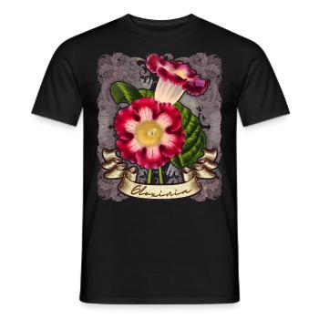 Vintage Gloxinie Blume botanische Illustration - Männer T-Shirt - Schwarz - Vorne - AI Model Male 178 light (178cm)