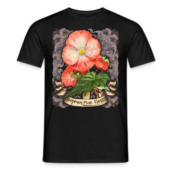 Illustration botanique vintage fleur de bégonia - T-shirt homme - noir - Devant - AI Model Male 178 light (178cm)