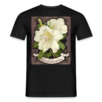Vintage rhododendron, antique botanical drawing - Men's T-Shirt - black - Front - AI Model Male 178 light (178cm)
