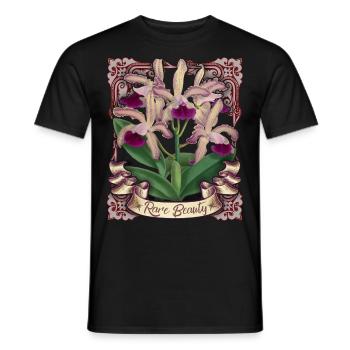 Vintage Orchideen Illustration, antike Orchidee - Männer T-Shirt - Schwarz - Vorne - AI Model Male 178 light (178cm)