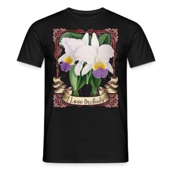 Vintage Orchid Illustration, I-Love-Orchids - Men's T-Shirt - black - Front - AI Model Male 178 light (178cm)
