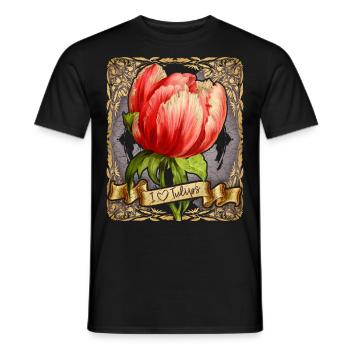 Vintage Tulpe, botanische Blumen Illustration - Männer T-Shirt - Schwarz - Vorne - AI Model Male 178 light (178cm)