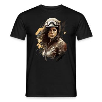 Motorradfahrerin Motorrad für eine - Männer T-Shirt - Schwarz - Vorne - AI Model Male 178 light (178cm)