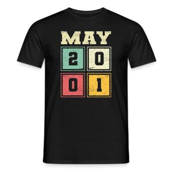 22nd birthday May Vintage 2001 Vintage - Men's T-Shirt - black - Front - AI Model Male 178 light (178cm)
