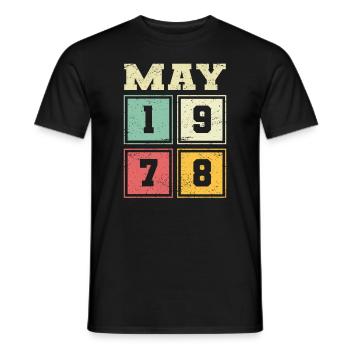 45th birthday May Vintage 1978 Vintage - Men's T-Shirt - black - Front - AI Model Male 178 light (178cm)