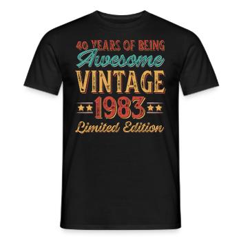 1983 Anniversaire 40 ans Rétro Edition Limitée - T-shirt homme - noir - Devant - AI Model Male 178 light (178cm)