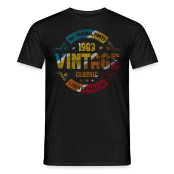 1983 Anniversaire 40 ans Rétro Edition Limitée - T-shirt homme - noir - Devant - AI Model Male 178 light (178cm)