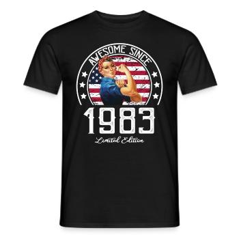 1983 Anniversaire 40 ans Rétro Edition Limitée - T-shirt homme - noir - Devant - AI Model Male 178 light (178cm)