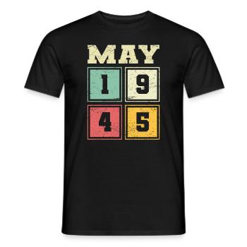 78th Birthday May Vintage 1945 Vintage - Men's T-Shirt - black - Front - AI Model Male 178 light (178cm)