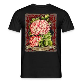 Rose antique botanical illustration Bordeaux rose - Men's T-Shirt - black - Front - AI Model Male 178 light (178cm)
