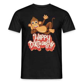 joyeux anniversaire, singe drôle, anniversaire disant - T-shirt homme - noir - Devant - AI Model Male 178 light (178cm)