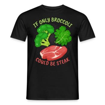 Brokkoli, Steak, lustiger Spruch für Fleischesser - Männer T-Shirt - Schwarz - Vorne - AI Model Male 178 light (178cm)