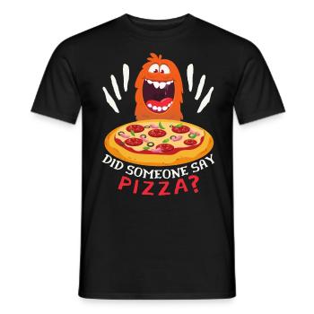 Lustiges Pizza-Monster, Pizza-Spruch Comic - Männer T-Shirt - Schwarz - Vorne - AI Model Male 178 light (178cm)