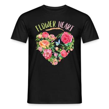 Romantisches Herz mit Blumen Aquarell Valentinstag - Männer T-Shirt - Schwarz - Vorne - AI Model Male 178 light (178cm)