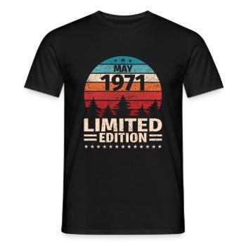 52ème anniversaire mai millésime 1971 millésime - T-shirt homme - noir - Devant - AI Model Male 178 light (178cm)