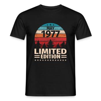 46ème anniversaire Mai Millésime 1977 Millésime - T-shirt homme - noir - Devant - AI Model Male 178 light (178cm)