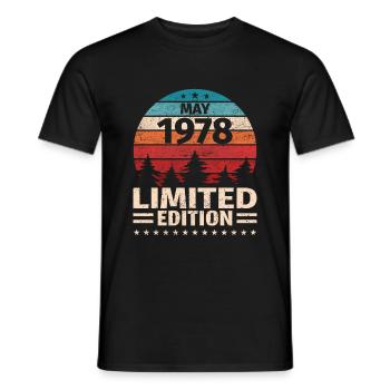 45th Birthday May Vintage 1978 Vintage - Men's T-Shirt - black - Front - AI Model Male 178 light (178cm)