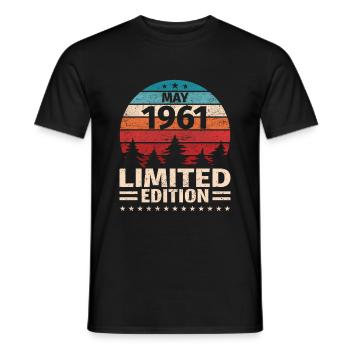 62ème Anniversaire Mai Millésime 1961 Millésime - T-shirt homme - noir - Devant - AI Model Male 178 light (178cm)