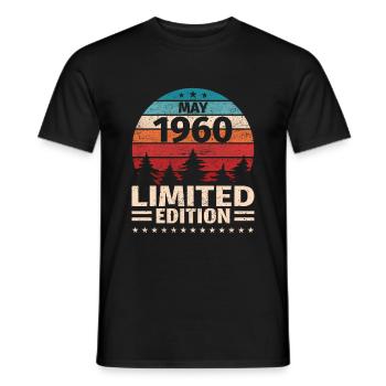 63rd Birthday May Vintage 1960 Vintage - Men's T-Shirt - black - Front - AI Model Male 178 light (178cm)