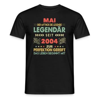 19. Geburtstag Mai Jahrgang 2004 Vintage - Männer T-Shirt - Schwarz - Vorne - AI Model Male 178 light (178cm)