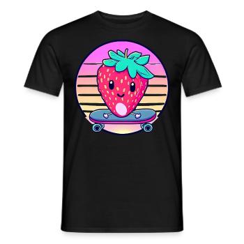 Strawberry skateboard in sunset - Men's T-Shirt - black - Front - AI Model Male 178 light (178cm)