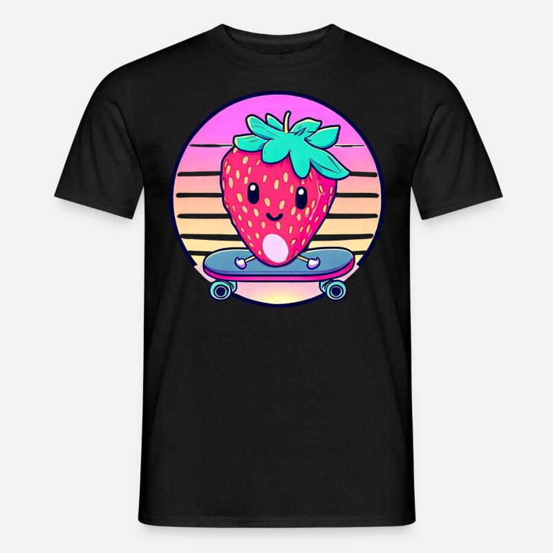 Strawberry skateboard in sunset - Men's T-Shirt - black