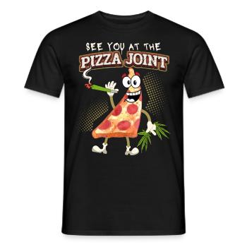 Drôle de pizzeria avec un joint de cannabis, jeu de mots - T-shirt homme - noir - Devant - AI Model Male 178 light (178cm)
