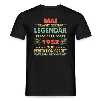 71. Geburtstag Mai Jahrgang 1952 Vintage - Männer T-Shirt - Schwarz - Vorne - AI Model Male 178 light (178cm)